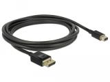  кабели: DeLock Кабел Mini DisplayPort мъжко - DisplayPort мъжко, 2.0м, 8K 60 Hz, Черен