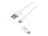 StarTech USB-A to Apple Lightning/Micro USB cable - 1 m - white кабели USB кабели USB-A / Lightning / Micro USB/ Цена и описание.