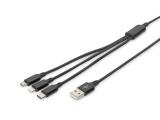 Описание и цена на Digitus 3 in 1 USB-A to Micro USB-B / Lightning / USB-C Cable, AK-300160-010-S