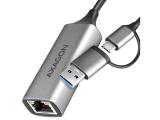 Описание и цена на Axagon USB-C USB 3.2 Gen 1 + USB-A to RJ-45 Gigabit Ethernet Adapter