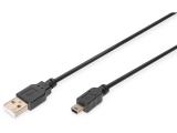  кабели: Digitus USB-A to Mini USB-B Cable 1m AK-300130-010-S