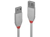удължители кабели: Lindy USB 2.0 Type A Extension Cable 5m, Anthra Line, Grey