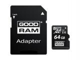 Промоция на преносима (флаш) памет GOODRAM Micro SDXC class 10 UHS I + adapter 64GB Memory Card microSDXC Цена и описание.