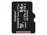 Описание и цена на Memory Card Kingston 64GB Canvas Select Plus microSDXC Cl 10 UHS-I A1 SDCS2/64GBSP