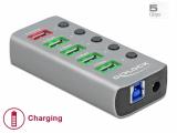 DeLock USB 3.2 Gen 1 Hub with 4 Ports + 1 Fast Charging Port with Switch and Illumination    снимка №3