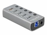 Флашка ( флаш памет ) DeLock USB 3.2 Gen 1 Hub with 4 Ports + 1 Fast Charging Port with Switch and Illumination