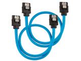Corsair  Premium Sleeved SATA 6Gbps 30cm Cable — Blue аксесоари кабел  SATA Цена и описание.