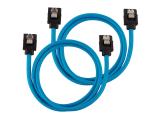 Твърд диск  Corsair Premium Sleeved SATA 6Gbps 60cm Cable - Blue, 2 pcs SATA 3 (6Gb/s) кабел