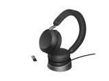 Описание и цена на безжични Jabra EVOLVE2 75 слушалки, Bluetooth, MS, ANC, Link380, USB-A, стойка за зареждане 