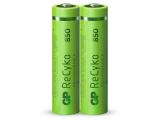 Описание и цена на Батерии и зарядни GP BATTERIES  R03 AAA 850mAh NiMH 85AAAHCE-EB2 RECYKO, 2 бр. в опаковка 