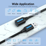 Vention Vention Кабел USB 3.0  Extension AM / AF - 0.5M Black - CBHBD CBHBD NEW снимка №3
