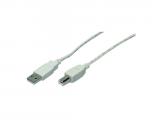  кабели: LogiLink USB cable USB 2.0 A to B 2x male, grey, 2m