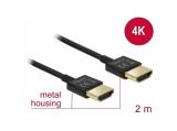 DeLock Cable High Speed HDMI with Ethernet - HDMI-A male > HDMI-A male 3D 4K 2 m Slim High Quality снимка №2 DeLock Cable High Speed HDMI with Ethernet - HDMI-A male > HDMI-A male 3D 4K 2 m Slim High Quality снимка №2