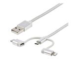  кабели: StarTech USB-A to Lightning cable / Micro-USB / USB-C - 1 m, LTCUB1MGR