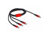 Нови модели и предложения за  кабели: DeLock Кабел за зареждане 3 в 1, USB-C - 3 x USB-C, 1м, Черен/Червен