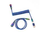 Keychron Premium Coiled Cable USB-C Keyboard Cable, Rainbow Blue кабели за клавиатури USB-C Цена и описание.