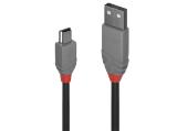  кабели: Lindy USB 2.0 Type A to Mini USB-B Cable 2m, Anthra Line