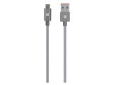  кабели: SKROSS USB-A to USB-C Cable 1.2m, Metal braiding, Grey