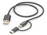  кабели: HAMA USB-A to Micro USB / USB-C Cable 1m, Gray