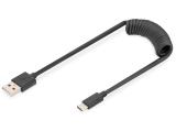  кабели: Digitus USB-A to USB-C Spiral Cable 1m AK-300430-006-S