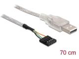 DeLock USB 2.0 Type A to pin header 70cm кабели захранващи USB-A / Pin Цена и описание.