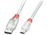 Описание и цена на Lindy USB 2.0 Type A to Mini-B Cable 0.5m, transparent