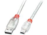 Описание и цена на Lindy USB 2.0 Type A to Mini-B Cable 0.2m, transparent