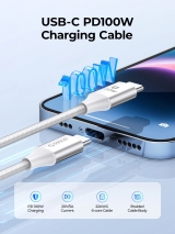 Orico Orico кабел Cable USB C-to-C PD 100W Charging 1.0m White - CDX-100CC-WH CDX-100CC-WH-BP NEW снимка №4 Orico Orico кабел Cable USB C-to-C PD 100W Charging 1.0m White - CDX-100CC-WH CDX-100CC-WH-BP NEW снимка №4