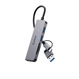  : Orico Orico хъб HUB USB-C/A 4 port - USB3.0 x 1, SD/TF x 2, USB2.0 x 2, USB-C x 2, Aluminium - YSA6-U3-GY YSA6-U3-GY-BP NEW