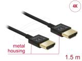 Описание и цена на DeLock High Speed HDMI with Ethernet Slim Cable 3D 4K 1.5m - Black