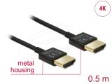 Описание и цена на DeLock High Speed HDMI with Ethernet Slim Cable 3D 4K 0.5m - Black