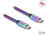 Описание и цена на DeLock USB 2.0 Type-C Male to Male Cable with Metal Jacket PD 60W 2m - Iridescent