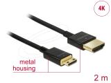 Описание и цена на DeLock High Speed HDMI-A to Mini HDMI-C Cable 4K 60 Hz 2 m Slim - Black