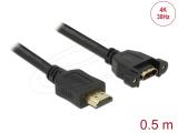 Описание и цена на DeLock HDMI-A Male to HDMI-A Female Panel-Mount Cable 4K 30 Hz 0.5 m - Black