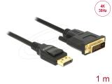 Нови модели и предложения за  кабели: DeLock DisplayPort 1.2 to DVI-D 24+1 Passive Cable 4K 30 Hz 1 m - Black