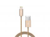 iWALK METALLIC charge&Sync cabel - златист, 2m кабели за Apple  Цена и описание.