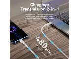 Vention Кабел USB 2.0 Type-C to Type-C - 1m White 3A Fast Charge - TAXWF снимка №3