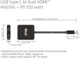 Club 3D MST-Hub USB 3.2 Type C > 2x HDMI 4K60Hz +100W PD St/Bu retail, CSV-1558 снимка №2 Club 3D MST-Hub USB 3.2 Type C > 2x HDMI 4K60Hz +100W PD St/Bu retail, CSV-1558 снимка №2