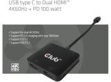 Club 3D MST-Hub USB 3.2 Type C > 2x HDMI 4K60Hz +100W PD St/Bu retail, CSV-1558 снимка №4 Club 3D MST-Hub USB 3.2 Type C > 2x HDMI 4K60Hz +100W PD St/Bu retail, CSV-1558 снимка №4