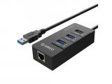 Описание и цена на USB Hub Orico    USB3.0 HUB 4 port + LAN - HR01-U3