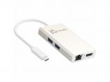 Описание и цена на USB Hub j5create    Multiport Adapter USB-C j5create HDMI/ Ethernet/ USB 3.0 HUB/PD 2.0m white, JCA374