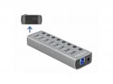 DeLock USB 3.2 Gen 1 Hub with 7 Ports + 1 Fast Charging Port + 1 USB-C PD 3.0 Port with Switch and Illumination снимка №2 DeLock USB 3.2 Gen 1 Hub with 7 Ports + 1 Fast Charging Port + 1 USB-C PD 3.0 Port with Switch and Illumination снимка №2