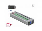 DeLock USB 3.2 Gen 1 Hub with 7 Ports + 1 Fast Charging Port + 1 USB-C PD 3.0 Port with Switch and Illumination снимка №3 DeLock USB 3.2 Gen 1 Hub with 7 Ports + 1 Fast Charging Port + 1 USB-C PD 3.0 Port with Switch and Illumination снимка №3