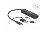 Flash ( флаш памет )  DeLock 3 Port USB 3.2 Gen 1 Hub + Gigabit LAN with USB Type-C or USB Type-A connector Флашка ( флаш памет ) DeLock 3 Port USB 3.2 Gen 1 Hub + Gigabit LAN with USB Type-C or USB Type-A connector