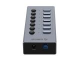 Orico USB3.0 HUB 7 port with Power Adapter, On/Off buttons, Aluminium снимка №3 Orico USB3.0 HUB 7 port with Power Adapter, On/Off buttons, Aluminium снимка №3