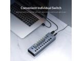 Orico USB3.0 HUB 7 port with Power Adapter, On/Off buttons, Aluminium снимка №6 Orico USB3.0 HUB 7 port with Power Adapter, On/Off buttons, Aluminium снимка №6