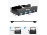 Orico хъб USB 3.0 HUB Clip Type 4 port - aux Micro-USB power input, Black снимка №2 Orico хъб USB 3.0 HUB Clip Type 4 port - aux Micro-USB power input, Black снимка №2
