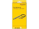 DeLock 7 Port Slim USB Hub with USB Type-C or USB Type-A  снимка №4