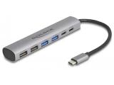 DeLock 6 Port USB Hub with 4x USB-A and 2x USB-C Jack  USB Hub USB-A/USB-C 3.2 Цена и описание.