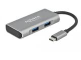 DeLock HUB USB 3.2Gen2 Type-C 2xType-A Bu 2xType-C Bu external, 63260  USB Hub USB-C 3.2 Цена и описание.